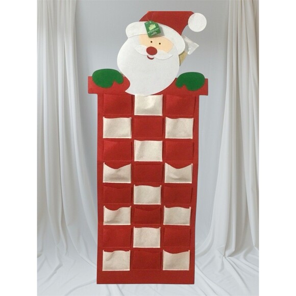 Other - Christmas Felt Pocket Advent Calendar Santa Craft 42” X 15” 24 Number & Icons